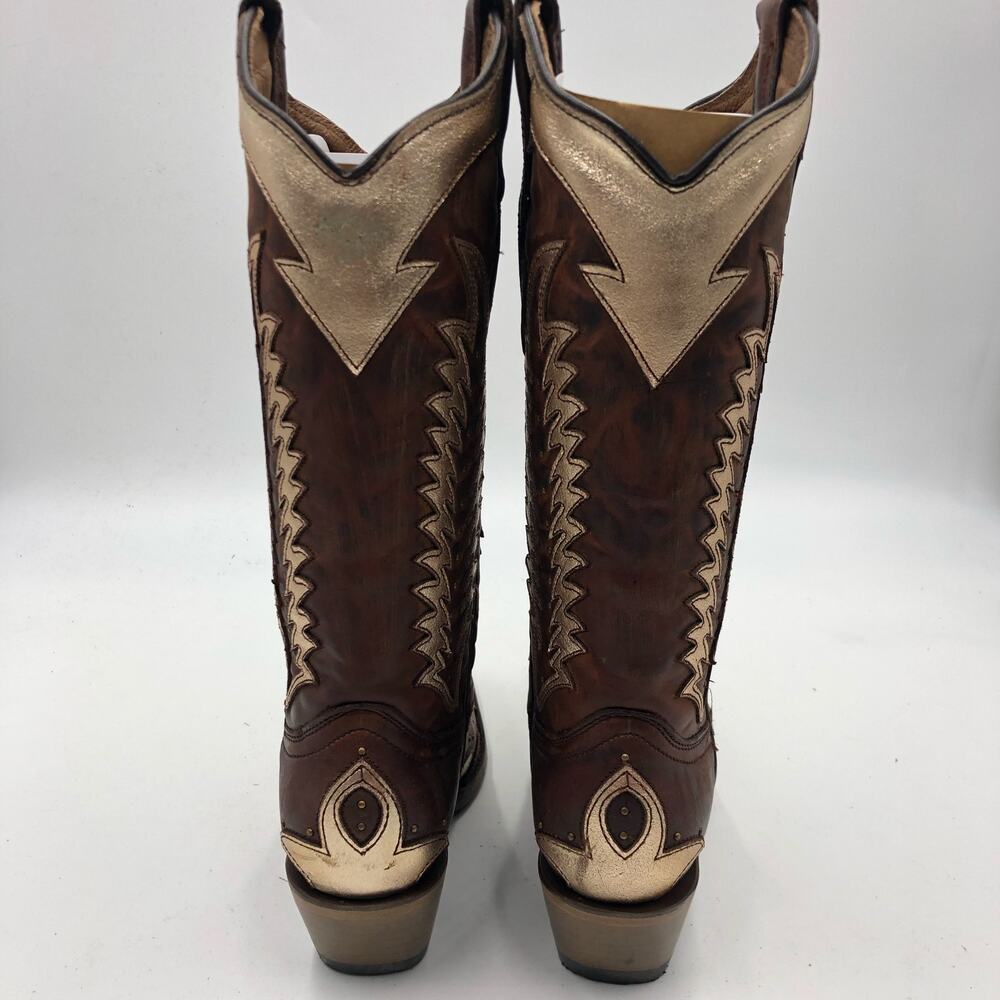 Circle G Women's Overlay & Embroidery & Studded Boots Cognac Size 5.5 M - Picture 6 of 11